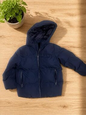 Zara Kids Dark Blue Hooded Puffer Jacket